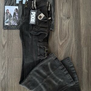Pixie Rebels Charcoal Wide Leg Jeans